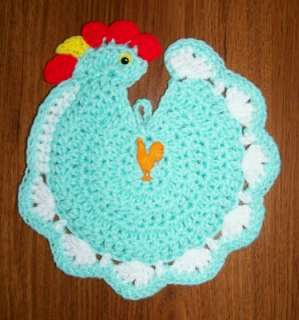 CHICKEN POTHOLDER Crochet NEW Rooster, Choice of Colors  