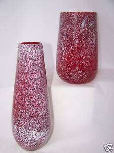 Red & White Contemporary Glass Vase ~ NEW  