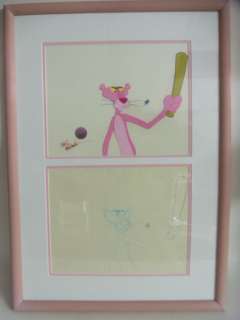 Framed Pink Panther Animation Cel Sketch Signed Friz NR  