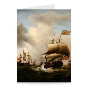  Shipping in a Choppy Sea, 1753 (oil on   Greeting Card 