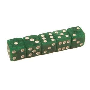    Set of 5 Dice 16mm Round Corners Marbleized Green Toys & Games