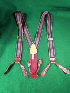 Trafalgar Mens Silk Suspenders/Braces sz. Adjustable, Leather Fittings 