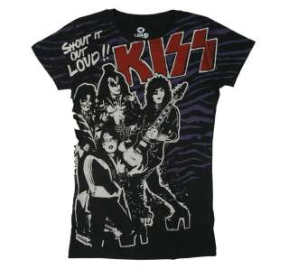 NEW Womens Kiss Shout it Out Loud Premium Concert Band Fitted Shirt S 