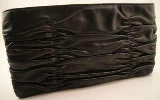 NEW Michael Kors Webster Wallet Clutch BLACK Leather Ruched Handbag 