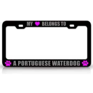  MY HEART BELONGS TO A PORTUGUESE WATERDOG Dog Pet Steel 