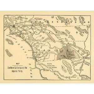   California Imperial Valley Antique Map San Diego   Original Engraving