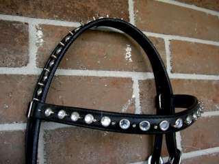 BRIDLE WESTERN LEATHER HEADSTALL CLEAR CRYSTALS BLING  