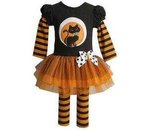   Jean Baby Girls Halloween Cat on the Moon Dress Outfit w/ Legging 24M