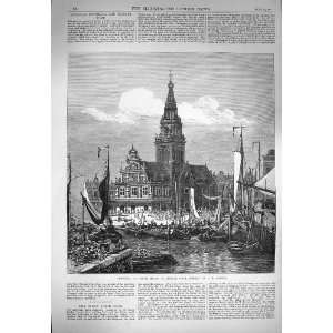  1870 Townhall Butter Market Alkmaar Holland Boats