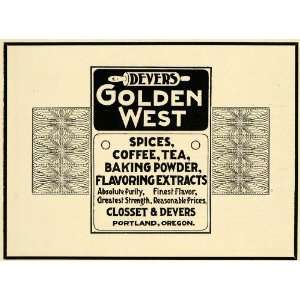  1905 Ad Devers Golden West Closset Portland Spice Tea 