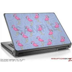  Large Laptop Skin Flamingos on Blue Electronics