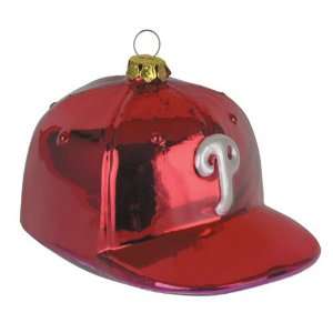   Phillies MLB Glass Baseball Cap Ornament (4) 