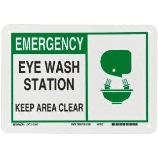   Emergency, Legend Eye Wash Station Keep Area Clear (with Picto