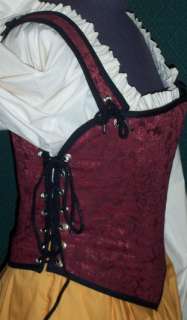 Renaissance Wench Red Floral Goddess Bodice Corset  