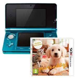  Nintendo 3DS Console Aqua Blue Nintendogs Bundle 