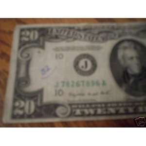  20$ 1950 C   FEDERAL RESERVE NOTE  BANK OF KANSAS CITY 
