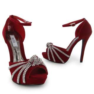 NEW RED FORMAL EVENING PARTY STILETTO ANKLE STRAP PLATFORM PARTY SHOES 