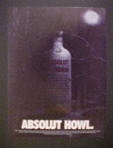 Absolut Vodka~HOWL~NIGHT TIME FULL MOON PHOTO ART AD  