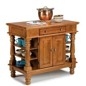  Kitchen Island with Turned Legs in Cottage Oak Finish 