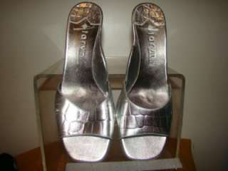 Taryn By Taryn Rose Silver Croc Wedge Sandals Shoes 7.5  