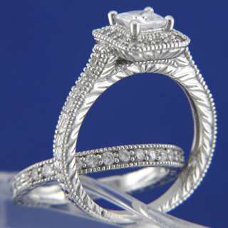   Sterling Silver Women Engagement Wedding Bridal Band Ring Set  
