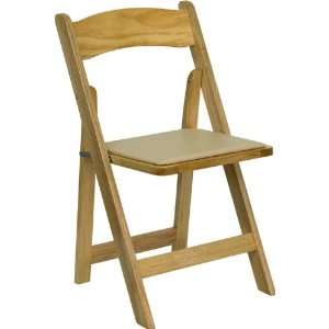   Furniture Natural Wood Folding Chair w/Padded Seat