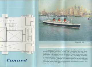 RMS Queen Mary Plan of First Class Accommodations 1953 Cunard Lines 