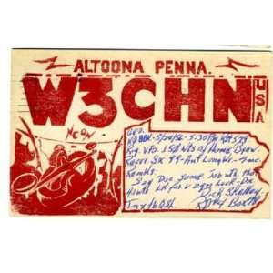  1956 QSL Altoona Pennsylvania Wood Cut W3CHN Everything 