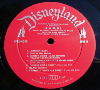 DISNEY Bambi 1957 DISNEYLAND LP WDL NM  