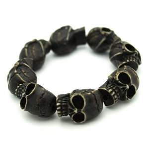   Skull Shamballa Bracelet Black / Brown Beads Dead Jack Jewelry