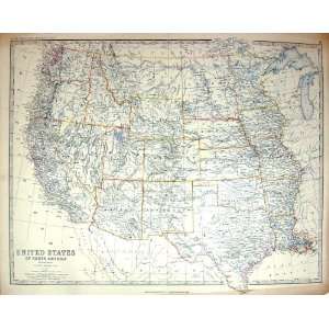   Antique Map United States North America Texas Arizona California