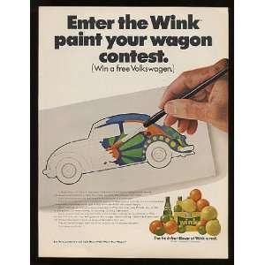   Wink Soda Paint Wagon Contest VW Beetle Bug Print Ad