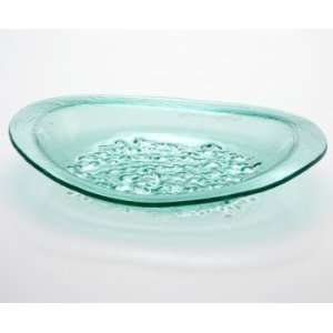  shallow oval serving bowl Handmade glass 12 1/4 x 14 shallow 