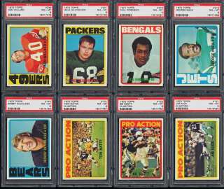 Lot(53) 1972 Topps Football Namath Unitas Riggins RC Simpson, ALL PSA 