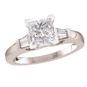   Center w/ Tapered Baguette Side Stones Ring (2 ct tw, I, I1) Size 6