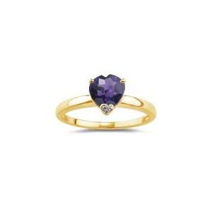  0.07 Cts Diamond & 1.15 Cts Amethyst Ring in 14K Yellow 