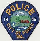 CITY OF FORKS POLICE WASHINGTON WA PATCH  