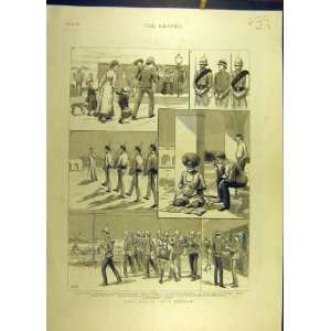  1885 Indian Rest Camp Military Officers Soldiers Print 