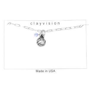 Clayvision Volleyball/Water Polo Charm Bracelet with Birthstone/Team 