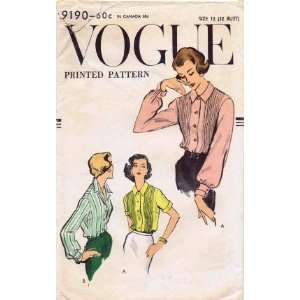  Vogue 9190 Vintage Sewing Pattern Misses Tuck In Blouse 