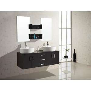 Virtu UM 3053 58 Double Bathroom Vanity W/ Mirror & Shelving in 