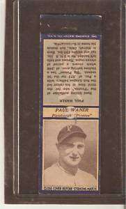 1935 Diamond Matchbook Cover Paul Waner Pirates EX+  