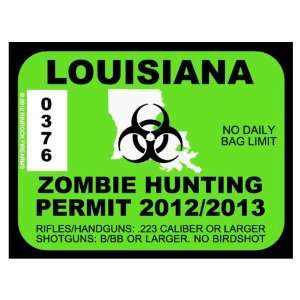  Louisiana Zombie Hunting Permit 2012 (Bumper Sticker 