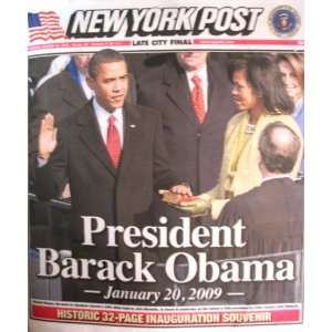 New York Post Newspaper President BARACK OBAMA Inauguration Edition