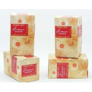 Trader Joes Crimson Blossom Herbal Green Tea   Pack of 4 Boxes 
