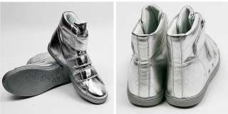 Womens Silver Shiny Three Straps High Top Sneakers Shoes US 6~8 