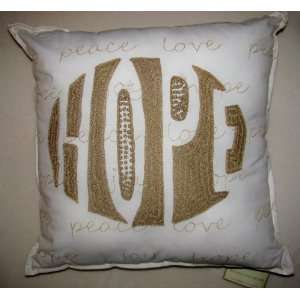  Bundle   2 Items   Embroidered Pillow Hope Love Peace Gold 