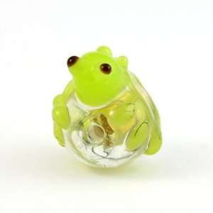  20mm Green Frog on Clear Foil Glass Bead Arts, Crafts 