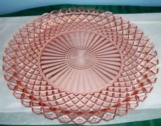 PINK DEPRESSION GLASS SANDWICH PLATE WATERFORD WAFFLE  