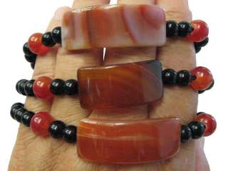   LOT wholesale of the Dog Tag Agate Beads Adjustable Bracelets